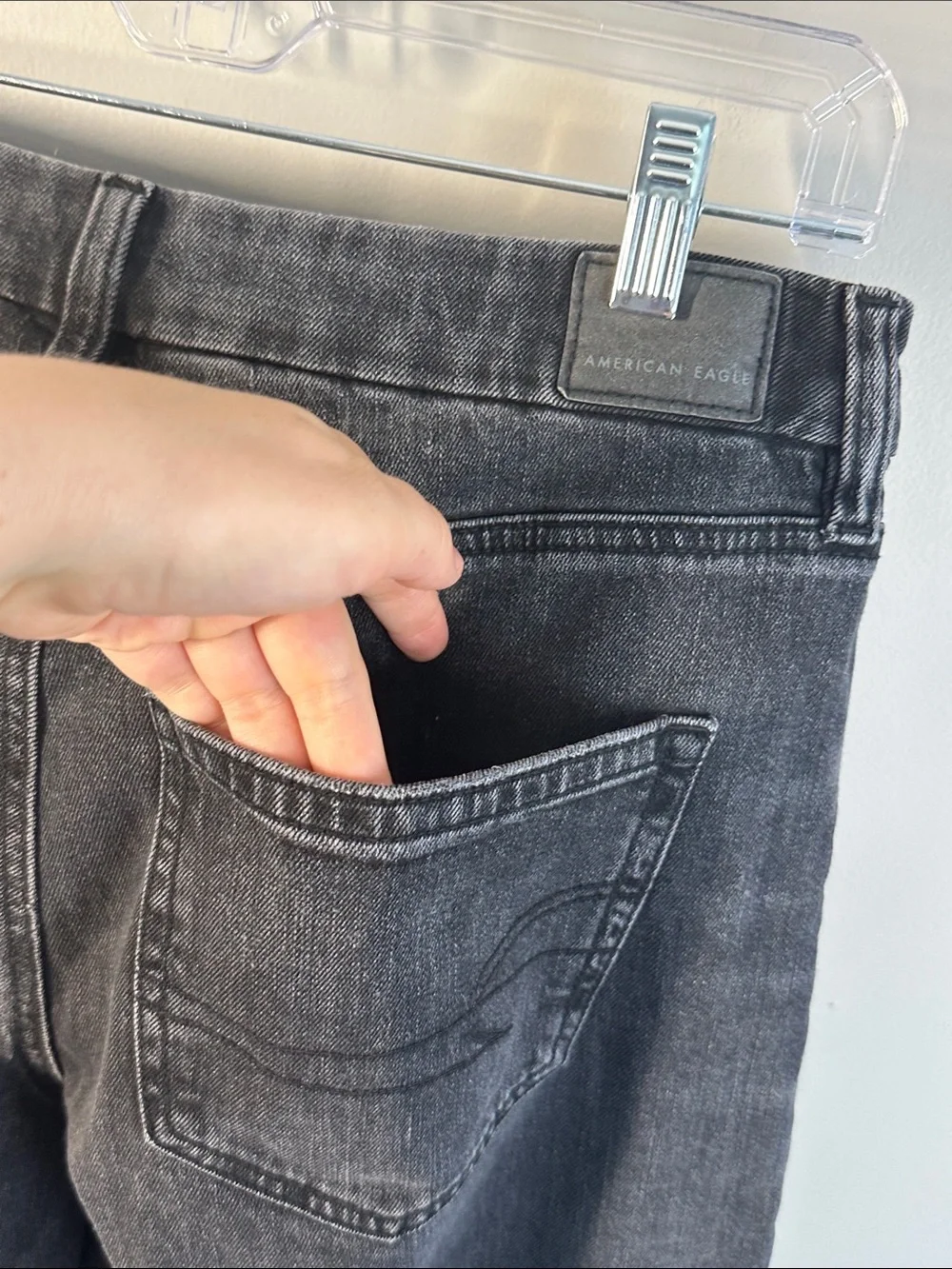 American Eagle Black Curvy Baggy Wide Leg Jeans Size 8 Festival Boho 90’s